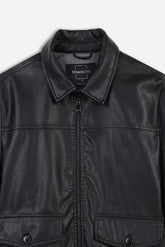 GIUBBOTTO BOMBER EFFETTO PELLE NERO